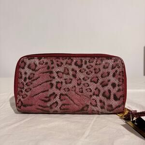 Pink Leopard Print Zip-Around Clutch - NWT